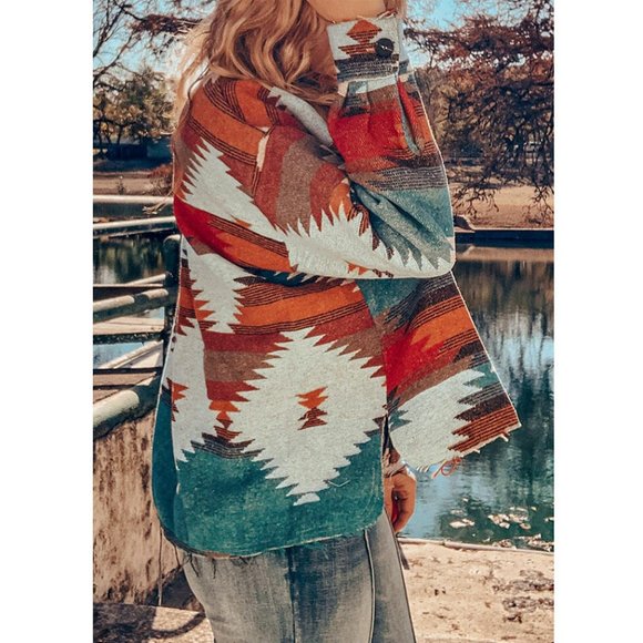 SOLD OUT Plus Size Aztec Tribal Yellowstone Shirt Jacket Shacket - Picture 8 of 11